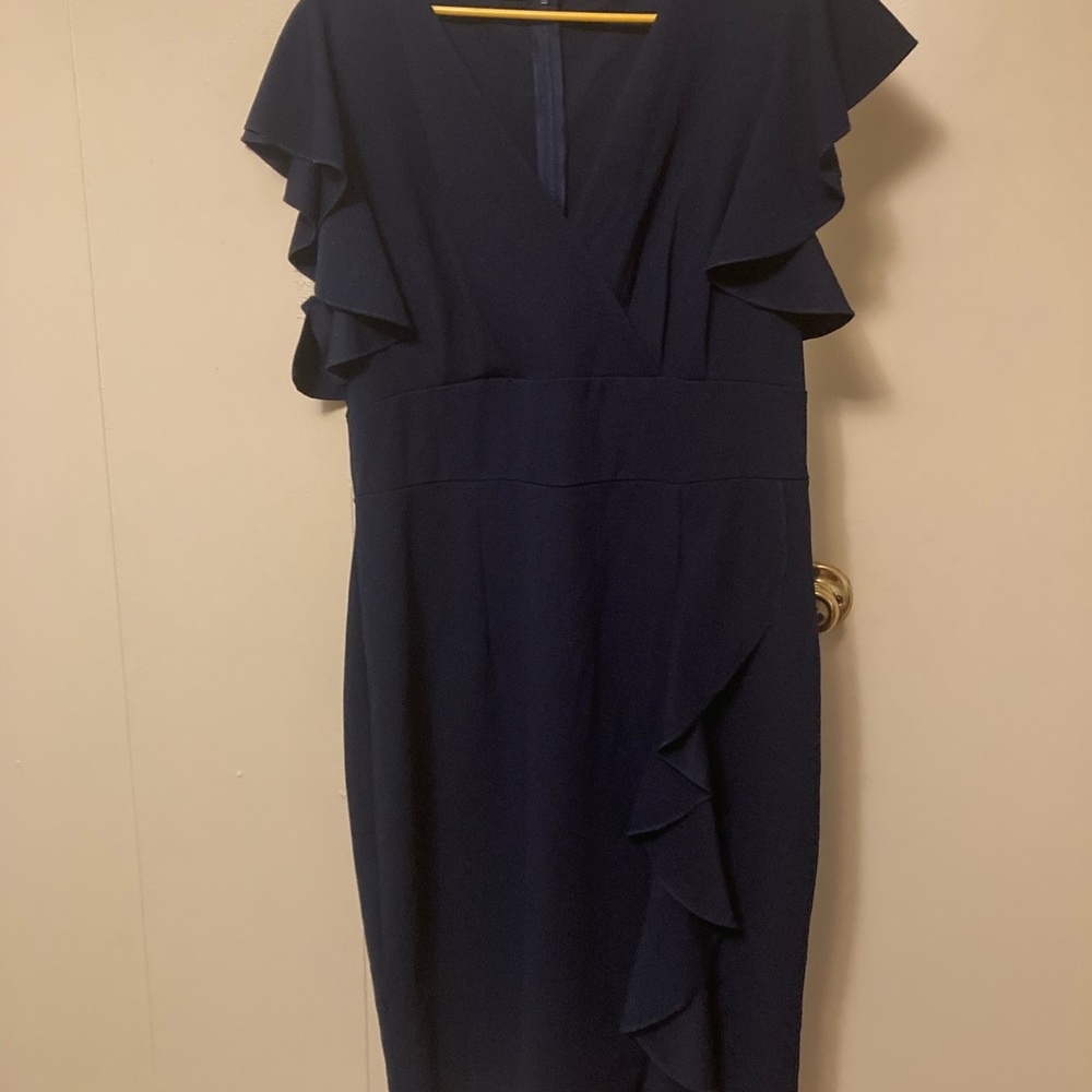 Elegant Navy Blue Ruffle Dress